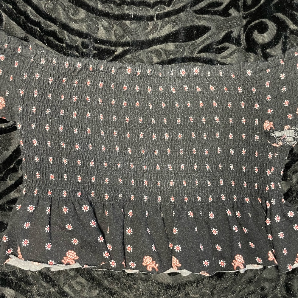 Gray Smocked Peplum Short Sleeve Blouse